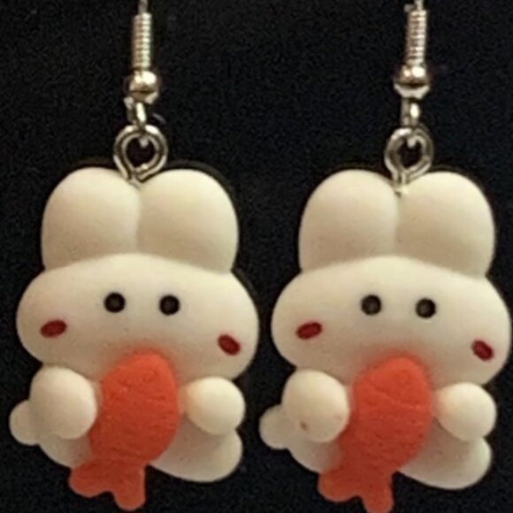 Bunny Earring, Easter Earring, Fish Earring, Rabbit Earring, Gift Idea, Fishing - Picture 1 of 6